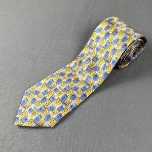 Vintage Jerry Garcia Carousel Collection 59 Silk Tie Yellow Blue Abstract